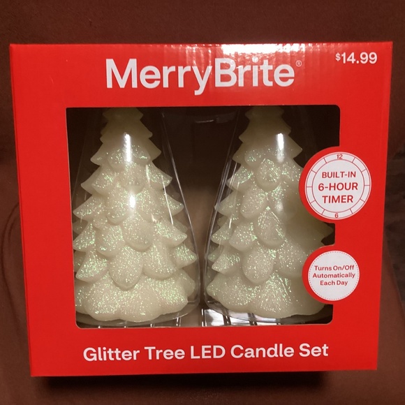 Merry Brite Glitter Tree LED Candle Set New - Picture 3 of 14